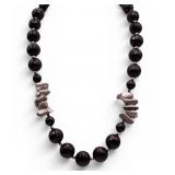 Faceted Onyx and Silver Quartz Necklace