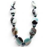 Amazonite & Teal Cultured Pearls Sterling Necklace