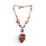 Artist mRm Garnets, Pearls Patina Copper Necklace