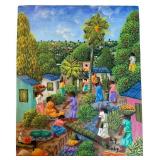 Colorful Painting of Village Scene