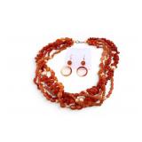5 Strand Premium Grade Carnelian & Cultured Pearls