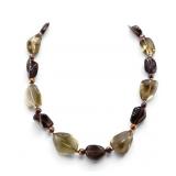 Natural Citrine and Smokey Quartz Necklace