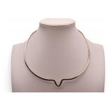 Vtg S925 3mm Contoured Neck Wire Collar Necklace