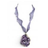 Purple Natural Druzy Quartz/Agate Geode Necklace