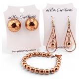 A Trio Of Copper: Bracelet and Earring Set