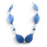 Blue Denim Faceted Quartz & Pearl Necklace