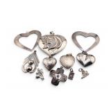 Vintage Sterling Mixed Heart Pendants and Charms