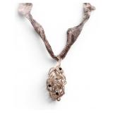 mRm Wire-Wrapped Pendant on Metallic Mesh Necklace