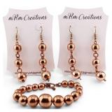 Handcrafted Copper Bracelet and Earrings Set
