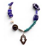 Handcrafted BoHo Blue Gemstone Charm Necklace