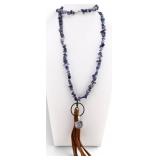 Blue Pendant on Blue Tumbled Chip Necklace