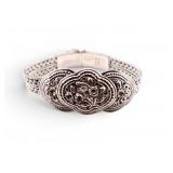 Vintage Thai Sterling  Floral Repousse' Bracelet