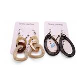 2 Pairs Large Natural Dangle Horn Earrings