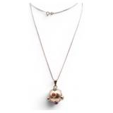 Vtg Sterling Multi-Gemstone Orb Capsule Pendant