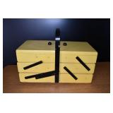 Vtg Wooden Sewing Box