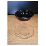 Pyrex 325 Black Glass Mixing Bowl & Mary Plate