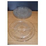 Set of 6 Ind Glass Daisy Clear Divided Plates