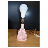 Vtg Pink Porcelain George & Martha Lamp