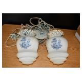 Pair of Vtg Opaline Glass Hanging Globe Lights