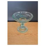 Vtg Jeanette Ice Blue Compote Dish