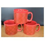 Set of 3 Dat'l Do It Red Plaid Coffee Mugs