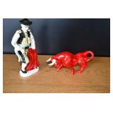 Vtg Ceramic Matador and Bull Figures
