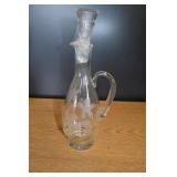 Vtg Etched clear Glass Decanter/Cruet