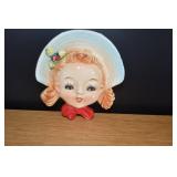 Vtg Girl Wall Pocket Planter