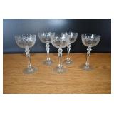 Set of 5 Tifin Franciscan Crystal Wine Glasses