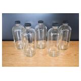 Lot of 5 Clear Lidded Bottles