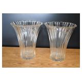 Pair of Ribbed Clear Vases