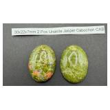 Unakite Jasper Cabochons Pair
