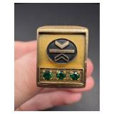 10k Gold Ring with Green Stones