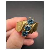 Sterling Silver Ring with Blue Stones