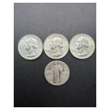 Four U.S. Silver Quarter Coins