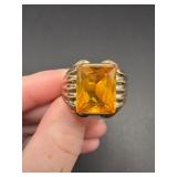 10k Gold Ring with Amber Stone