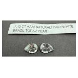 7.13 Ct Pair of White Topaz Pears
