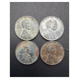 Four Lincoln Wheat Pennies