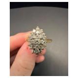 14k Gold Diamond Cluster Ring