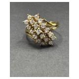Gold-Tone Ring with Clear Stones