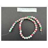 Strand of Red & Green Jade Beads