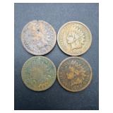 Four Indian Head Pennies