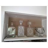 3 Decanters and Glass Ice Bucket