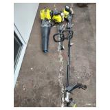 Ryobi Gas Blower, Weed Whacker, and 1 Base
