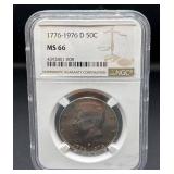 1776-1976 D Kennedy Half Dollar MS66
