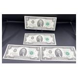 4pc Series 1976 $2 Green Seal Notes