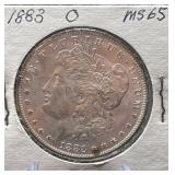 1883-O Morgan Silver Dollar MS65