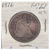 1876 US Seated Liberty Silver Half Dollar