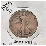 1938-D Walking Liberty Silver Half Dollar