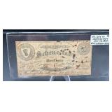 1862 Schenectady NY Five Cents Note
